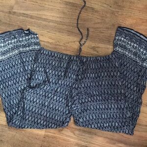 Max Studio Navy & White Wide Leg Jumpsuit